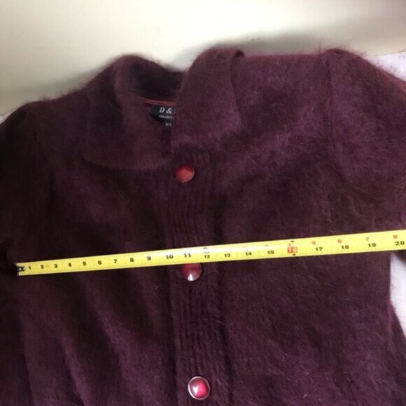 D & D Vintage Angora Cardigan Sweater Coat Jacket Warm Lined Pockets Soft Coay L - Picture 15 of 16